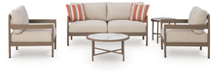 Bluff Trail Outdoor Loveseat, Chairs & Table Set Beige