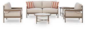 Bluff Trail Outdoor Loveseat, Chairs & Table Set Beige
