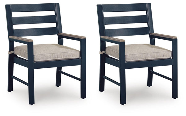 East Beach Outdoor Arm Chair with Cushion Navy Blue/Driftwood