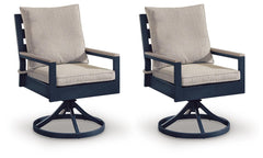 East Beach Outdoor Swivel Chair with Cushion Navy Blue/Driftwood