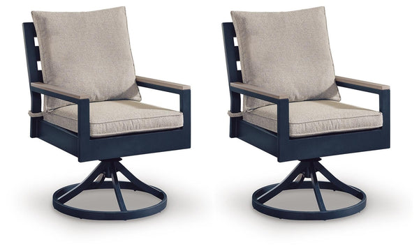 East Beach Outdoor Swivel Chair with Cushion Navy Blue/Driftwood