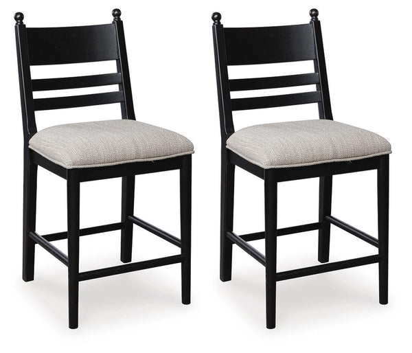 Greddinton Upholstered Counter-Height Barstool Black
