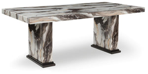 Jeshina Dining Table Dark Brown/Beige