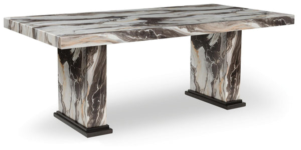Jeshina Dining Table Dark Brown/Beige