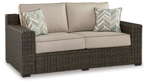Coastline Bay Outdoor Loveseat with Cushion Brown