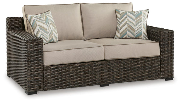 Coastline Bay Outdoor Loveseat with Cushion Brown