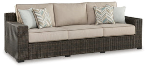 Coastline Bay Outdoor Sofa with Cushion Brown