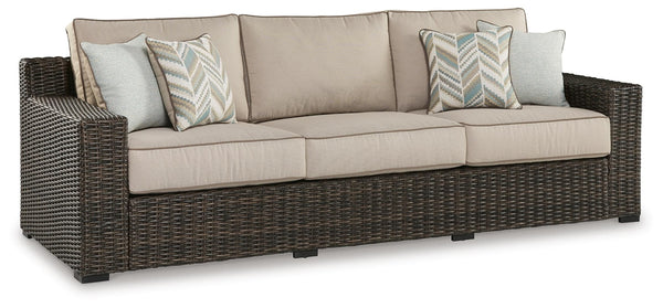 Coastline Bay Outdoor Sofa with Cushion Brown