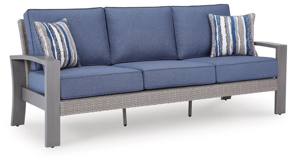 Half Moon Beach Outdoor Sofa with Cushion Blue/Gray
