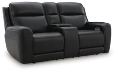Comfort Zero Gravity Power Leather Reclining Adjustable Headrest Console Loveseat Onyx