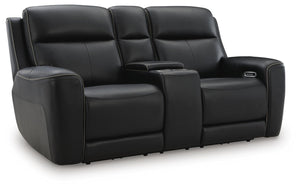 Comfort Zero Gravity Power Leather Reclining Adjustable Headrest Console Loveseat Onyx