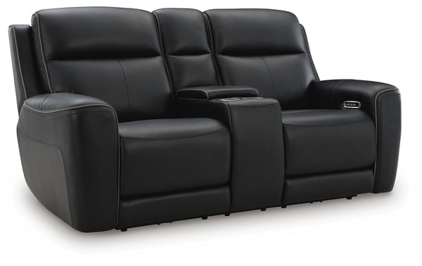 Comfort Zero Gravity Power Leather Reclining Adjustable Headrest Console Loveseat Onyx