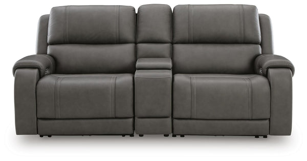 Pittson 3-Piece Power Reclining Leather Zero Gravity Sectional Console Heat & Massage Loveseat Anchor