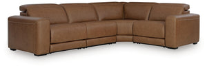 Magic Man 4-Piece Power Reclining Leather Sectional Caramel