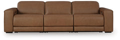 Magic Man 3-Piece Power Reclining Leather Sectional Sofa Caramel