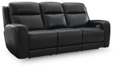 5Z-Comfort Power Adjustable Headrest Leather Reclining Sofa Onyx