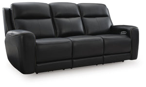 5Z-Comfort Power Adjustable Headrest Leather Reclining Sofa Onyx