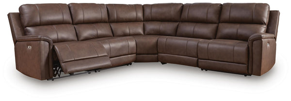 Bleckley P2 5-Piece Power Reclining Leather Zero Gravity Sectional Espresso