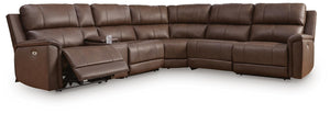 Bleckley P2 6-Piece Power Reclining Leather Zero Gravity Sectional Espresso