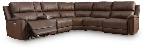 Bleckley P2 6-Piece Power Reclining Leather Zero Gravity Sectional Espresso