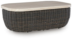 Kimora Outdoor Rectangle Coffee Table Beige/Dark Brown