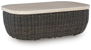 Kimora Outdoor Rectangle Coffee Table Beige/Dark Brown