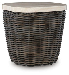 Kimora Outdoor End Table Beige/Dark Brown