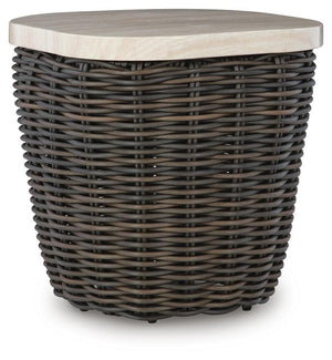 Kimora Outdoor End Table Beige/Dark Brown