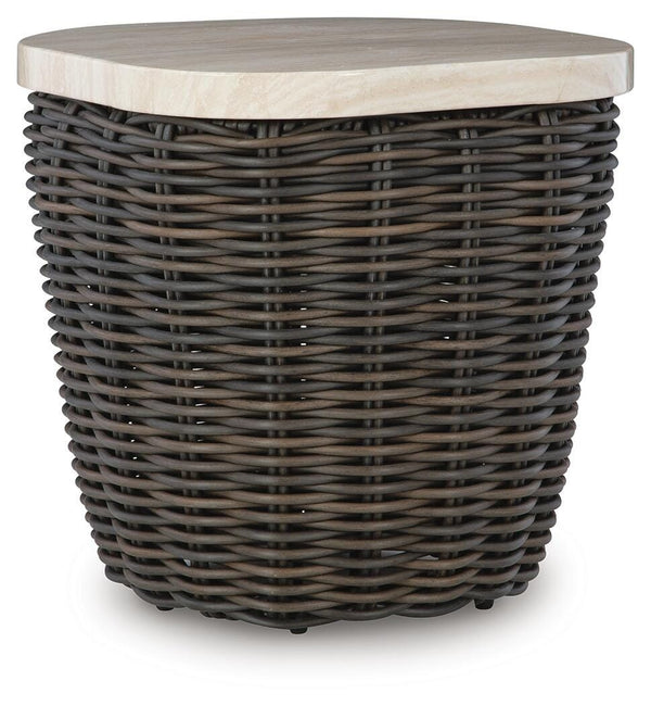Kimora Outdoor End Table Beige/Dark Brown
