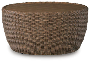 Double Point Outdoor Round Coffee Table Beige