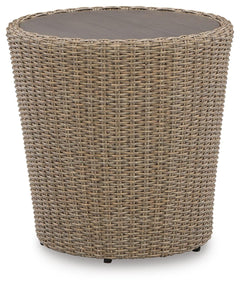 Danson Outdoor Round End Table Beige