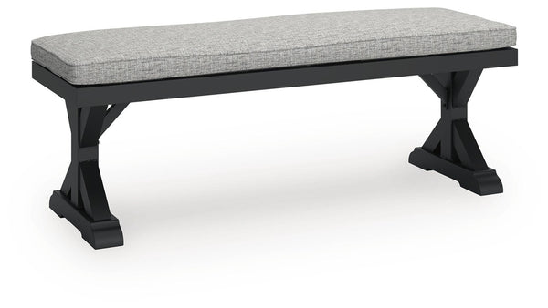 Beachcroft Outdoor Bench with Cushion Black/Light Gray