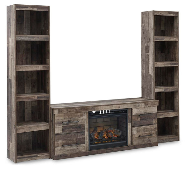 Derekson 3-Piece Entertainment Center with Electric Fireplace Multi Gray