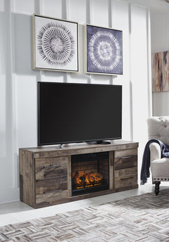 Derekson TV Stand with Electric Fireplace Multi Gray
