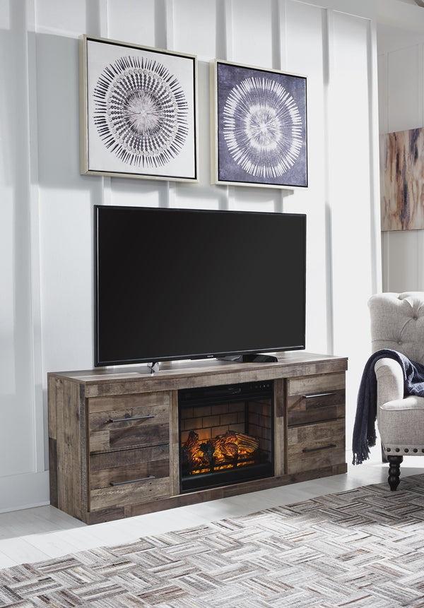 Derekson TV Stand with Electric Fireplace Multi Gray