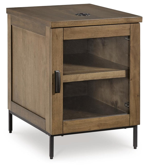 Torlanta 1-Door Chairside End Table with Wireless Charger Brown