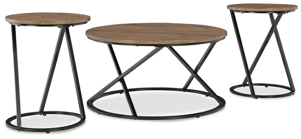 Cassbryn 3-Piece Occasional Table Set Brown/Black
