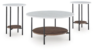 Wrenwich 3-Piece Occasional Table Set Brown/Black/White