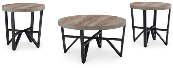 Deanlee 3-Piece Occasional Table Set Grayish Brown/Black