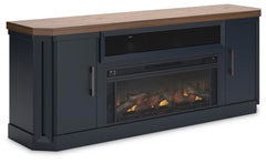 Landocken 83-Inch TV Stand with Electric Fireplace Two-tone