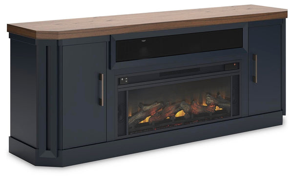 Landocken 83-Inch TV Stand with Electric Fireplace Two-tone