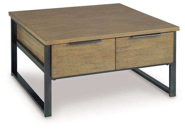 Montia 2-Drawer Lift-Top Coffee Table Light Brown