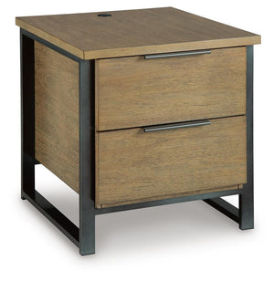 Montia 2-Drawer End Table with USB Light Brown