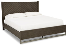 Arkenton King Panel Bed with USB Grayish Brown