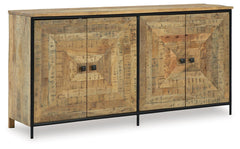 Camney Rectangle 4-Door Accent Cabinet Brown/Black