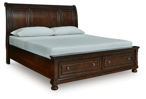 Porter King Sleigh Storage Bed Rustic Brown