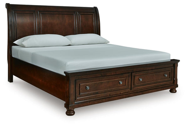 Porter King Sleigh Storage Bed Rustic Brown