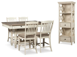 Bolanburg Counter-Height Dining Table & 4 Barstools with Display Cabinet Two-tone