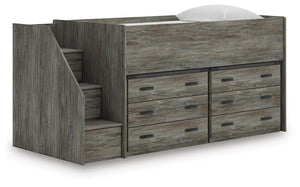 Frandern Twin Loft Bed with Drawer Storage Warm Gray
