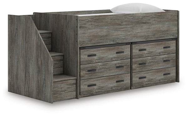 Frandern Twin Loft Bed with Drawer Storage Warm Gray